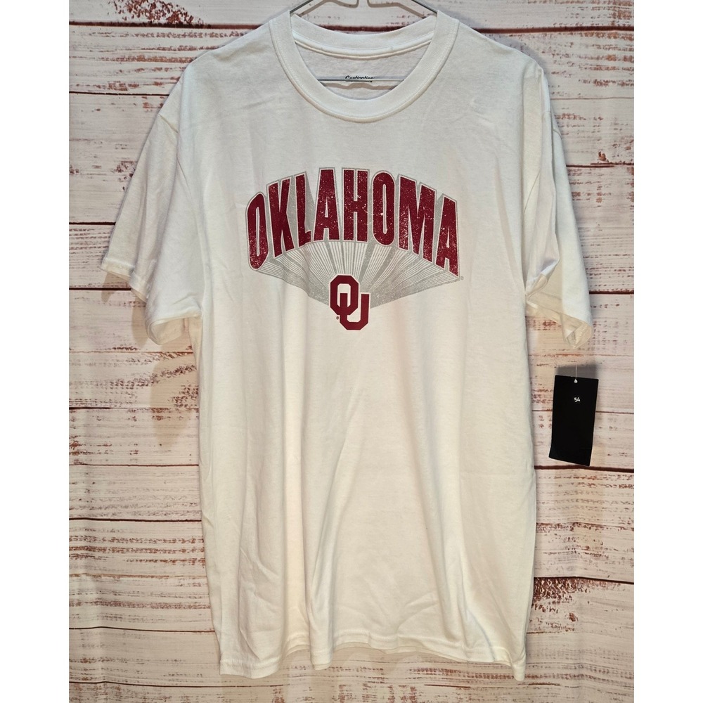 NEW Oklahoma Sooners NCAA Mens White Graphic T-Shirt Captivating Large